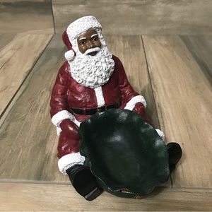 Black (African-American) Christmas Santa Holding Candy Bowl